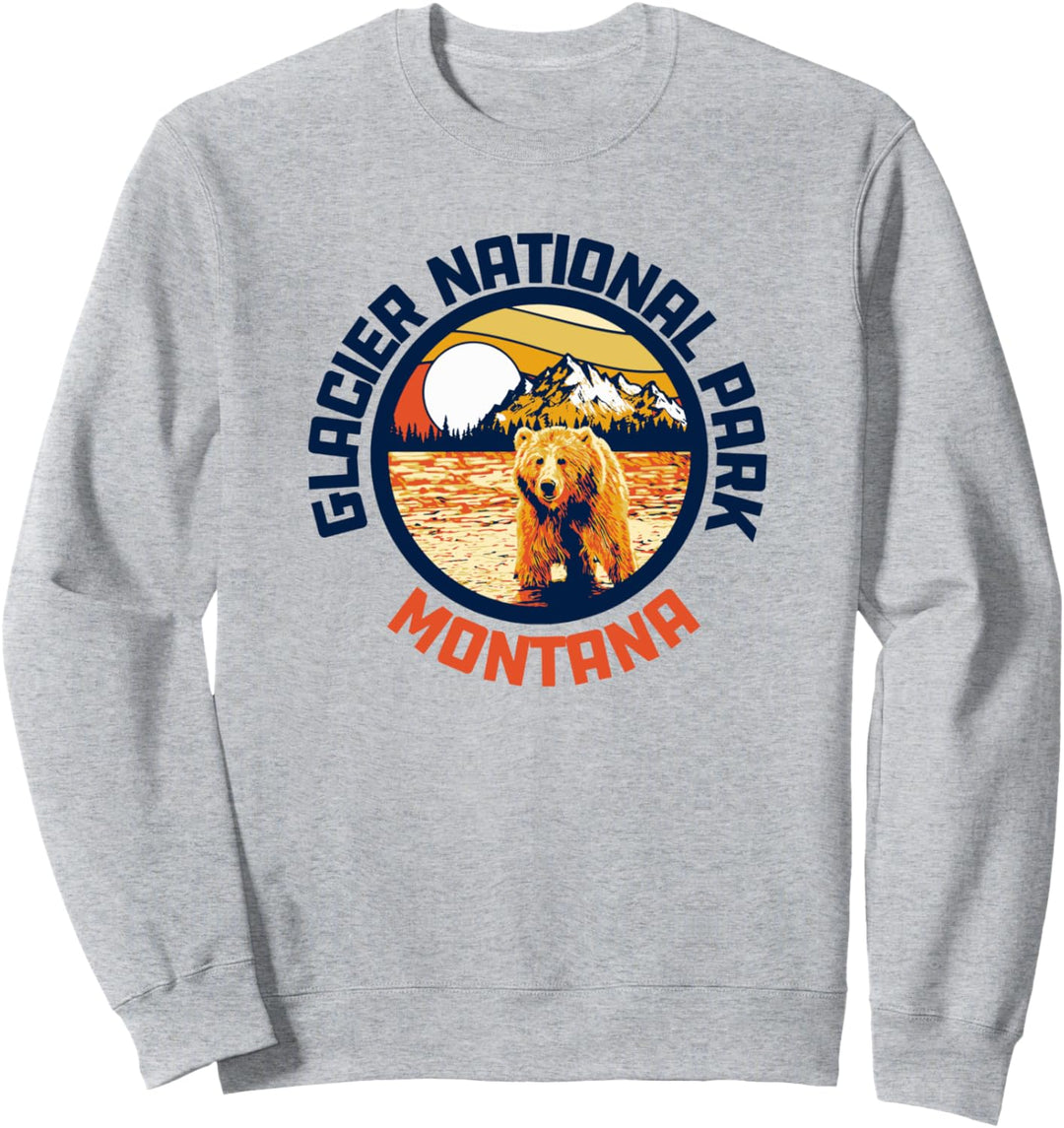 Glacier National Park Grizzly Bear Vintage 80s Artistic Sweatshirt