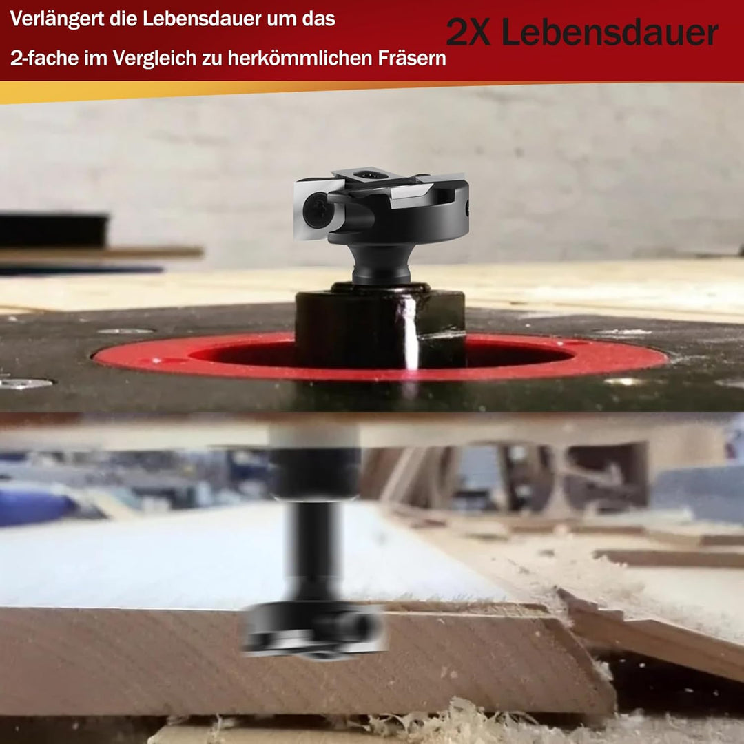 Trvoxviq Planfräser 12mm Schaft 2+2 Flöten, 38.1mm Durchmesser Hobelfräser für Oberfräse mit Wendepl