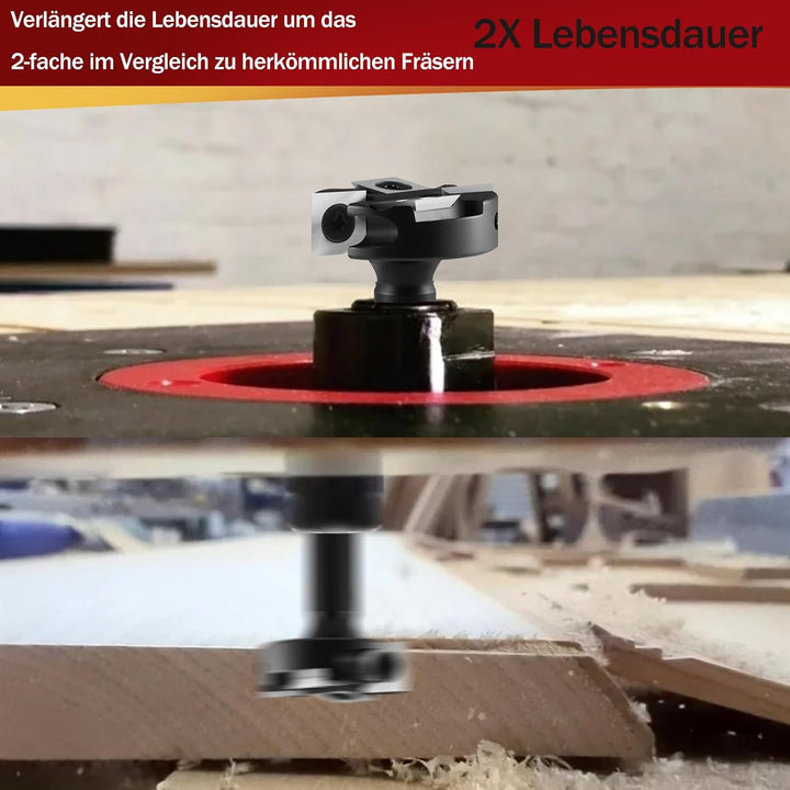 Trvoxviq Planfräser 12mm Schaft 2+2 Flöten, 38.1mm Durchmesser Hobelfräser für Oberfräse mit Wendepl
