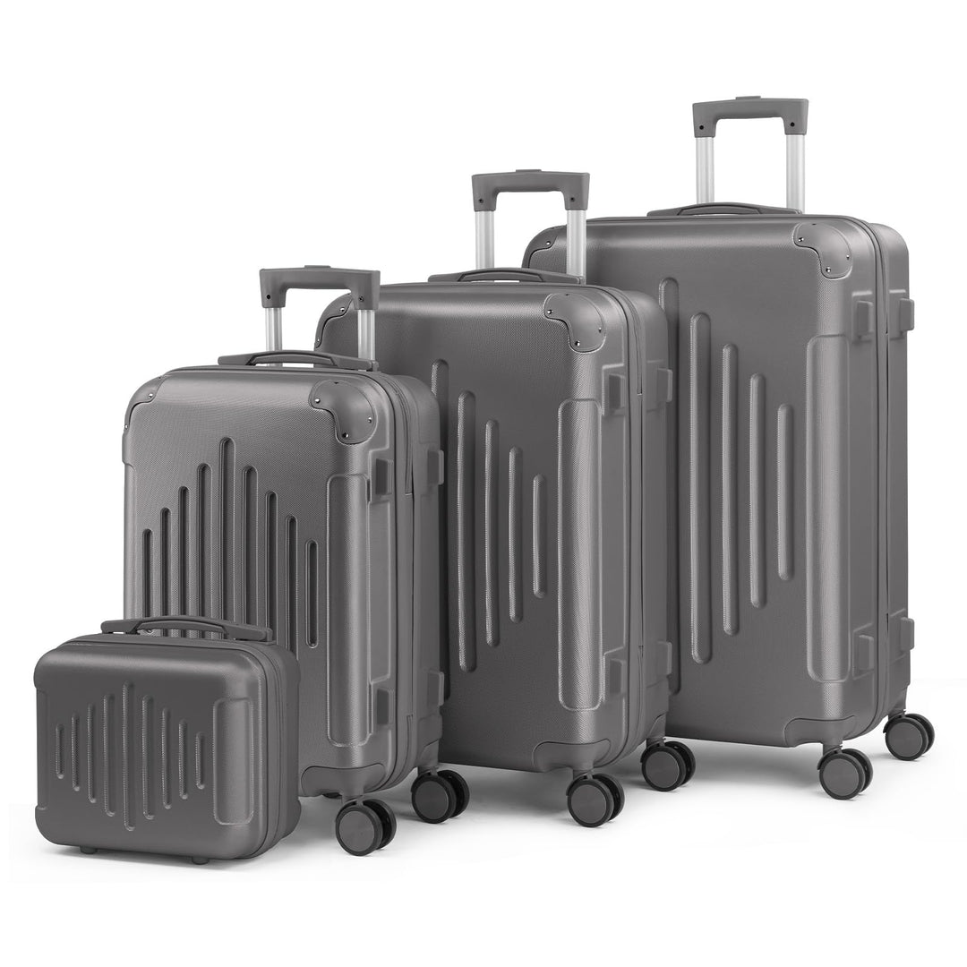 LALAHO Kofferset 4 teilig, Reisekoffer Set mit Kosmetikkoffer, Hartschalen Koffer Set aus ABS, Gepäc