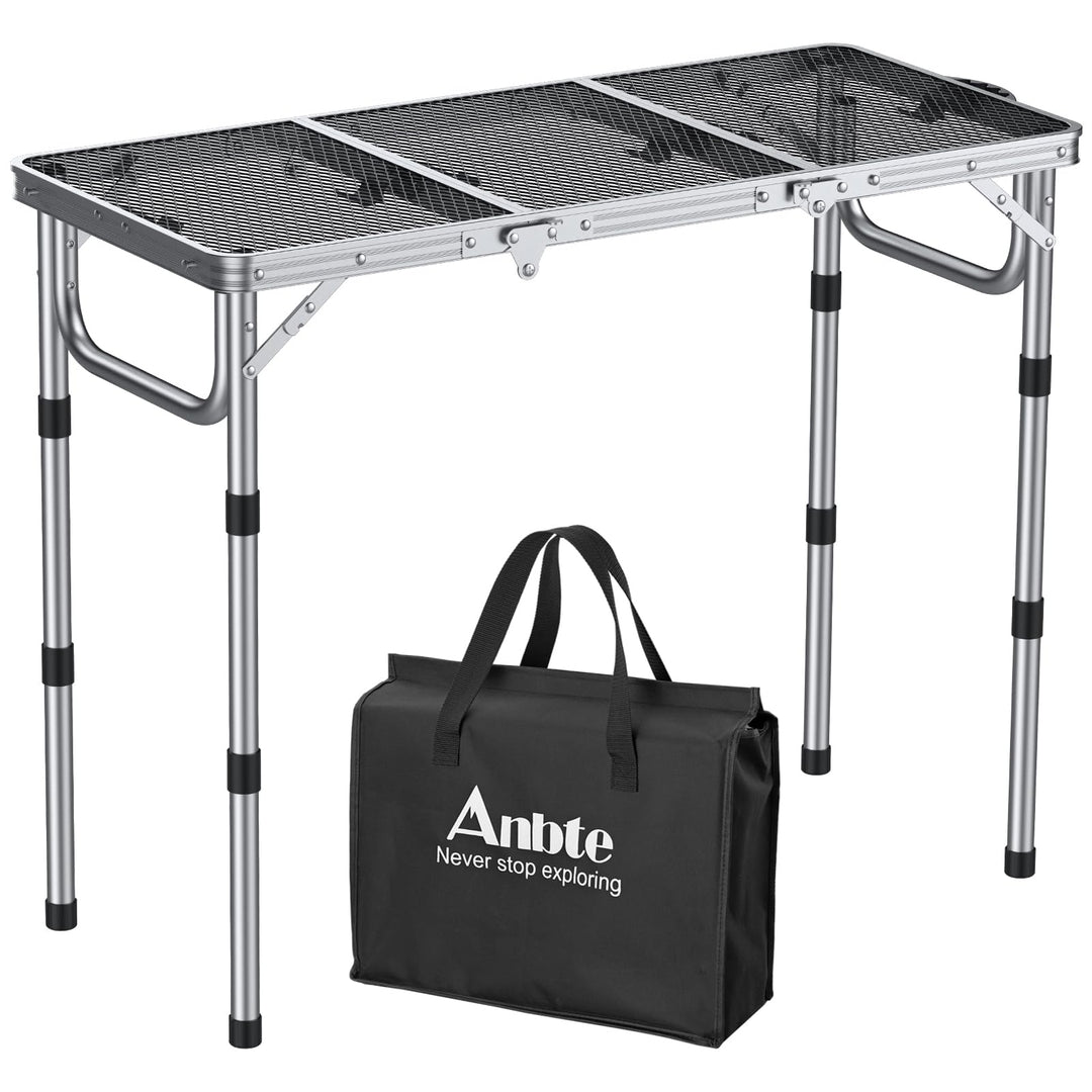 Anbte Campingtisch Klapptisch 87x40cm Aluminium Rahmen 3 Höhenverstellbar 26/48/70cm Koffertisch mit