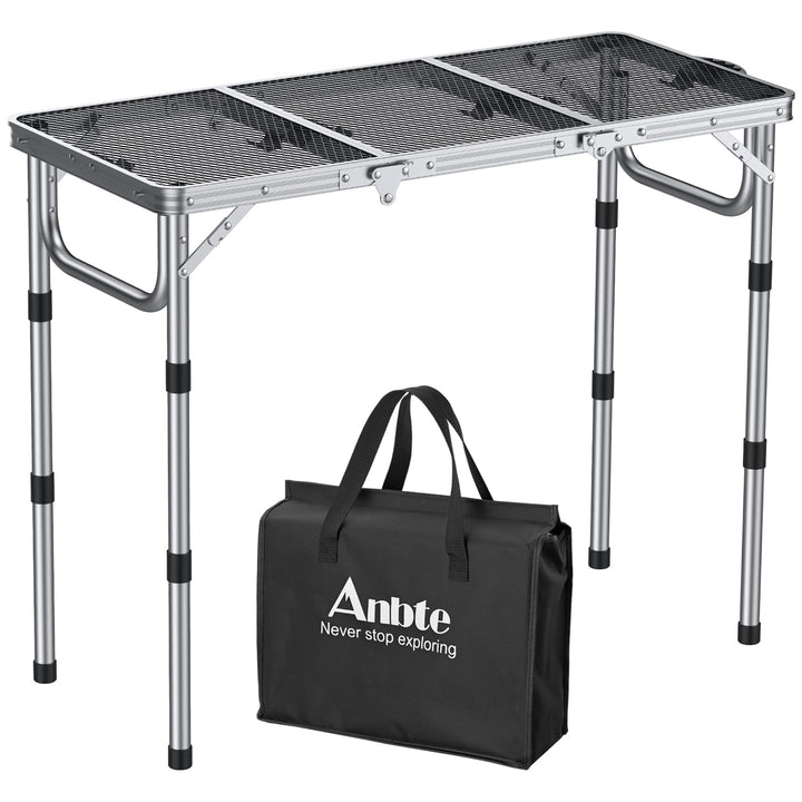 Anbte Campingtisch Klapptisch 87x40cm Aluminium Rahmen 3 Höhenverstellbar 26/48/70cm Koffertisch mit