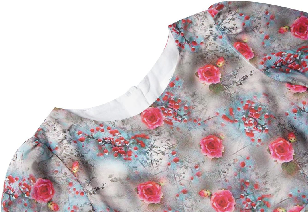 BONNY BILLY Mädchen Kleider Vintage Blumen Festlich Hochzeit Elegant Kinder Kleid mit Gürtel 8-9 Jah