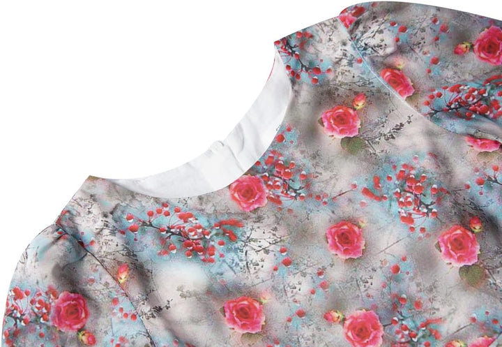 BONNY BILLY Mädchen Kleider Vintage Blumen Festlich Hochzeit Elegant Kinder Kleid mit Gürtel 8-9 Jah