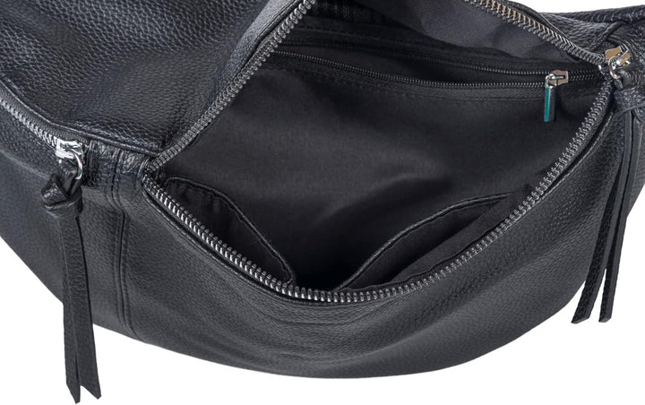 styleBREAKER Damen Halbmond Crossbody Schultertaschen Set 3-Teilig, Schultergurt mit Muster, Schlüss