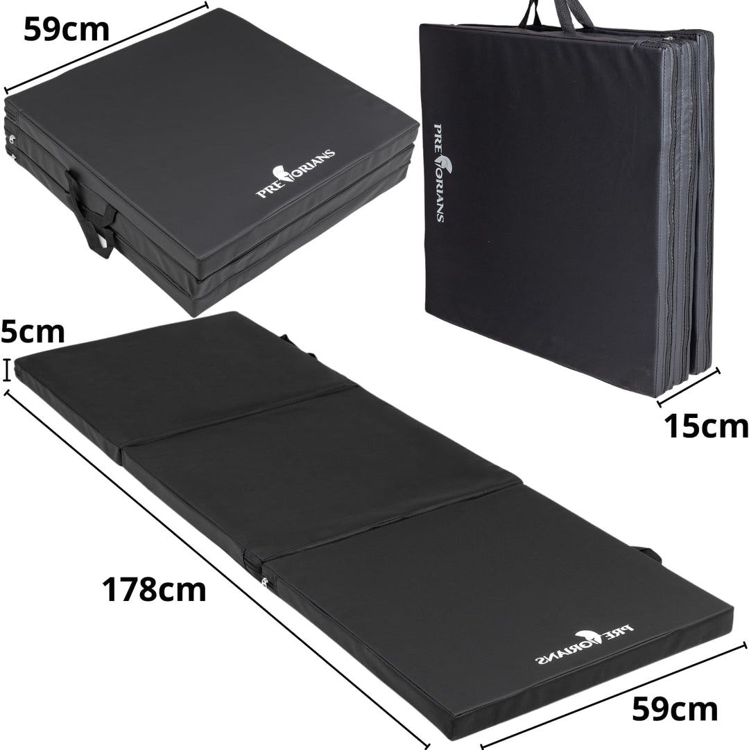 PRETORIANS Klappbare Turnmatte Kinder Erwachsene 180x60x5 cm, Fitnessmatte, Gymnastikmatte dicke 5 c