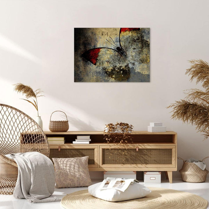 Bilder auf Leinwand Schmetterling Abstraktion Leinwandbild 70x50cm Wandbilder Dekoration Wohnzimmer
