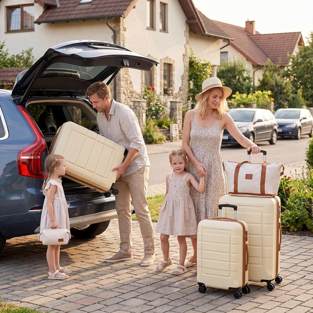 COSTWAY Kofferset 5 teilig Hartschale, Koffer Set mit1Reisetasche & 1 Kulturbeutel, Reisekoffer mit