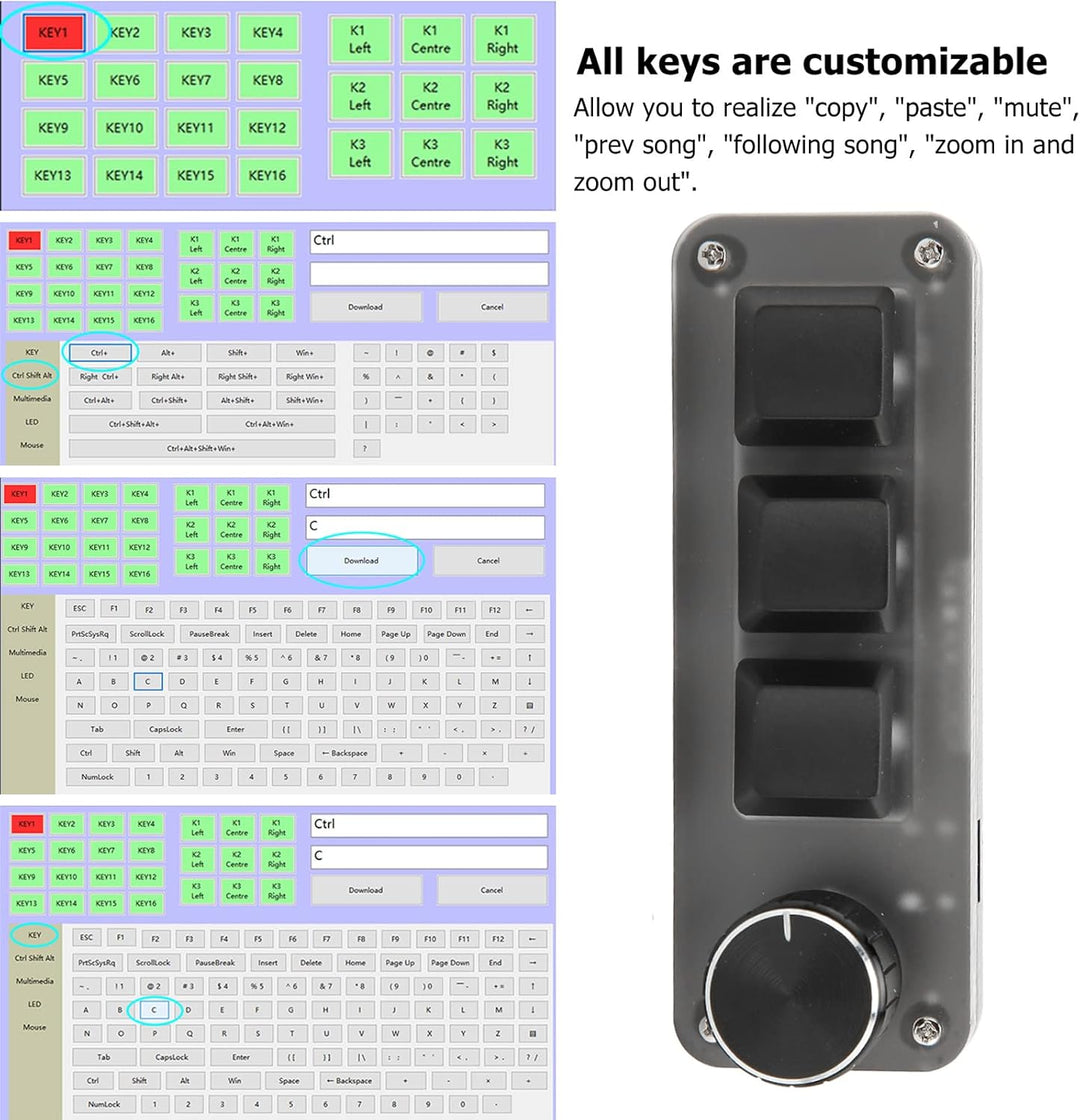 Anpassbare -Makrotastatur mit 3 Tasten, Tragbares USB-Programmier-Gaming-Keypad mit Hot Swap, Mechan