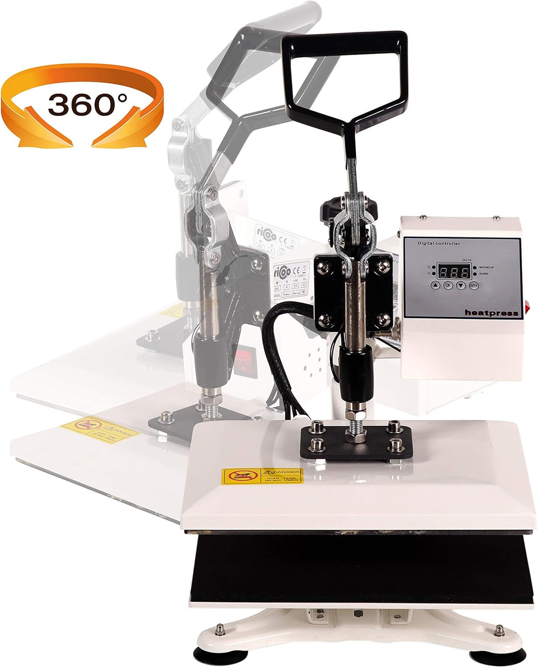 RICOO Transferpresse Heizpresse 30x23 cm Profi Schwenkbar Hitzepresse für T-Shirt Druckpresse Power
