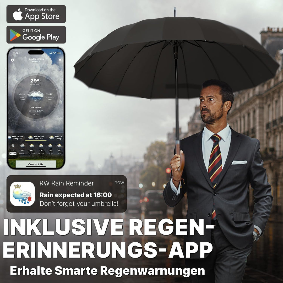 Royal Walk Regenschirm Gross Sturmfest Golf Schirm XXL Stabiler Stockschirm | Grosser Regenschirm fü
