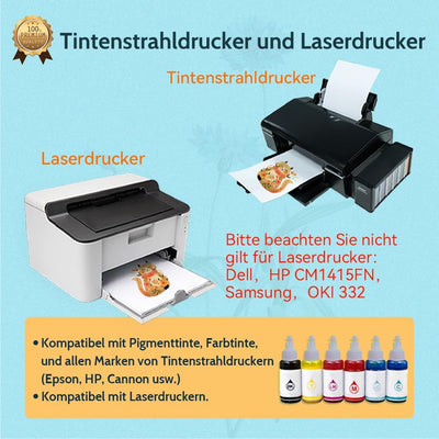 TransOurDream ECHTE Inkjet/Laser Transferfolie Transferpapier,DIN A3X10 Blatt+1 Silikonpapier,Bedruc