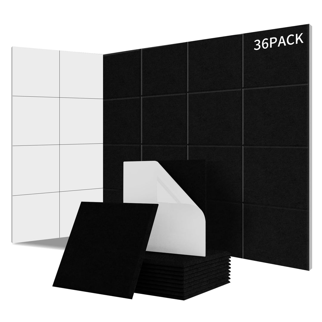 36 Stück Quadratische Akustikplatten selbstklebend,Abdeckung 3.24㎡, Schallschutz & Schalldämmung für