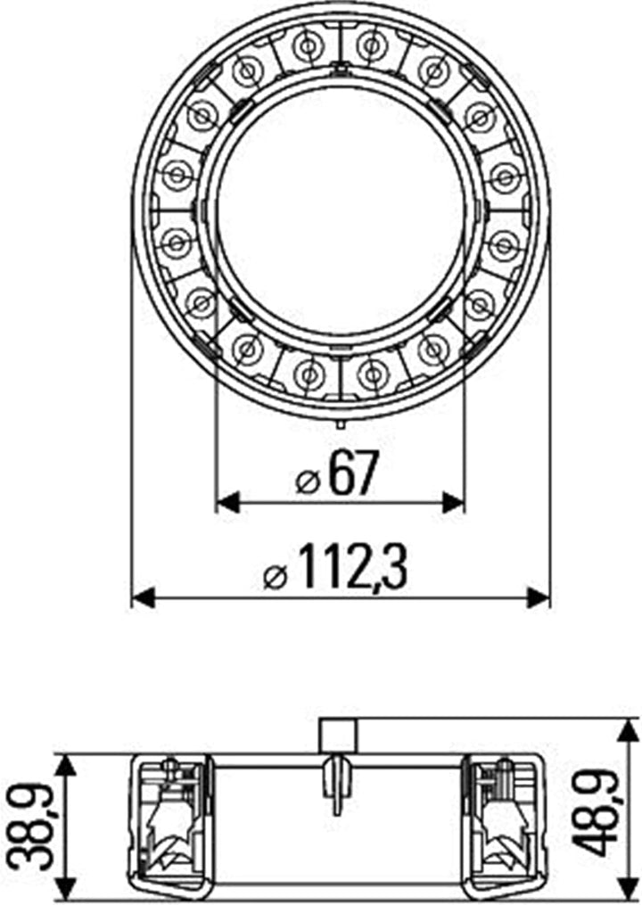 HELLA - Heckleuchte - LED - 12V - Anbau/Schraubanschluss - Lichtscheibenfarbe: weiss/glasklar - Kabe