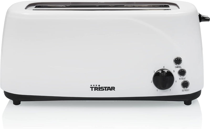 Tristar BR-1053 Doppel-Langschlitz-Toaster - 7 regelbare Einstellungen - 1400 W - herausnehmbares Kr