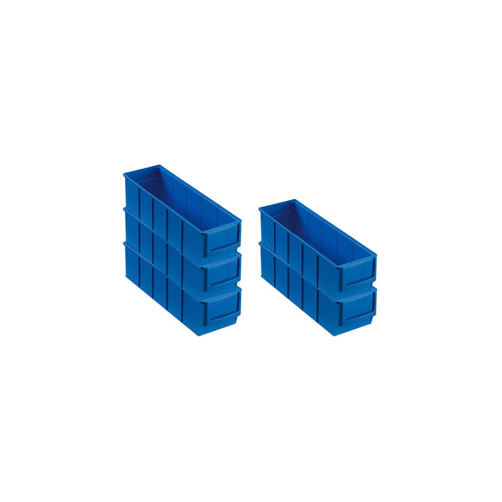 SparSet 5x Blaue Industriebox 300 S | HxBxT 8,1x9,1x30cm | 1,6 Liter | Sichtlagerkasten, Sortimentsk