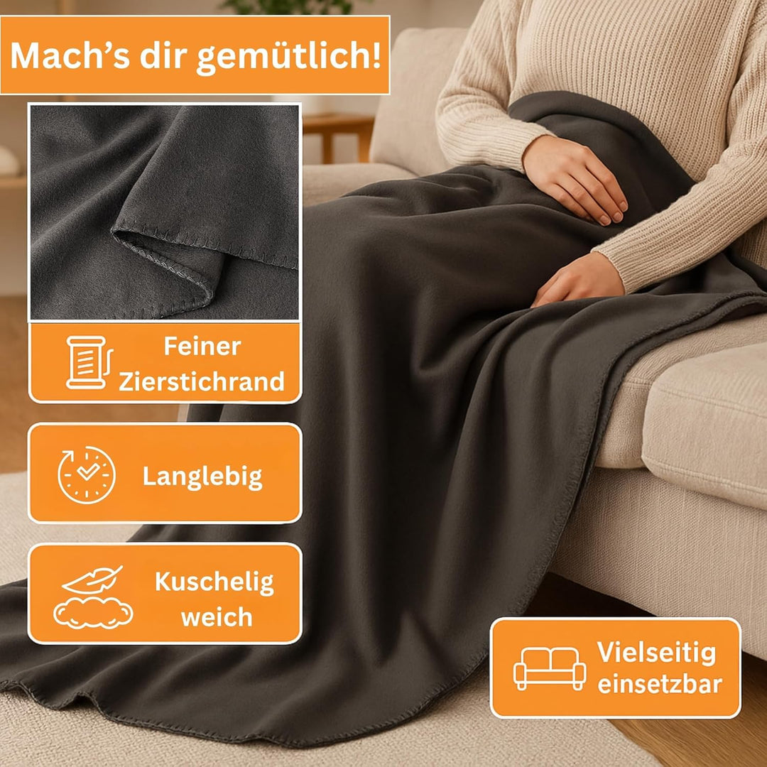 HLKauf Fleecedecke 150x200 cm Kuscheldecke flauschig, knitterarme und atmungsaktive Couchdecke HLKau