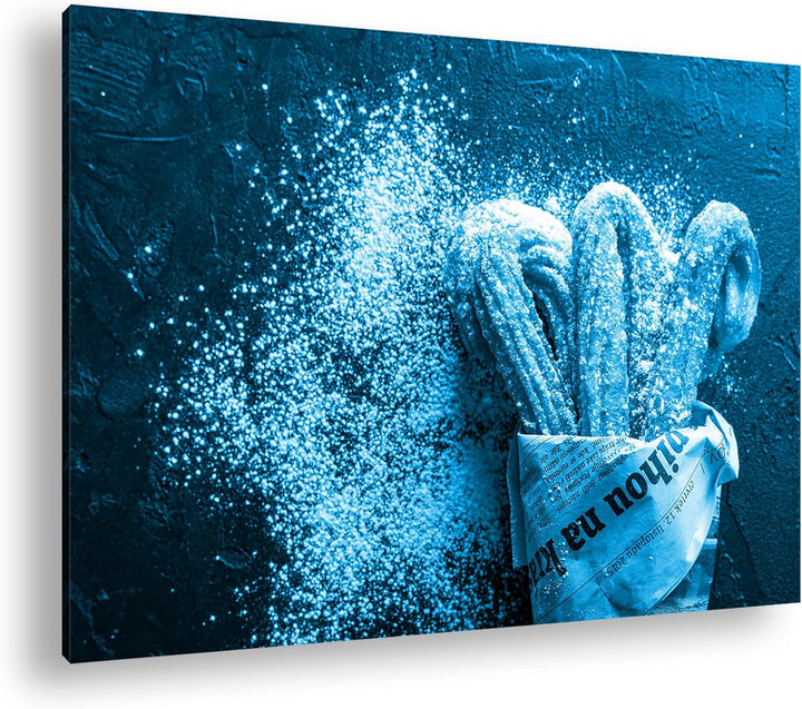 deyoli Churros mit Puderzucker Format: 60x40 Effekt: Monocrome Blau als Leinwandbild, Motiv fertig g