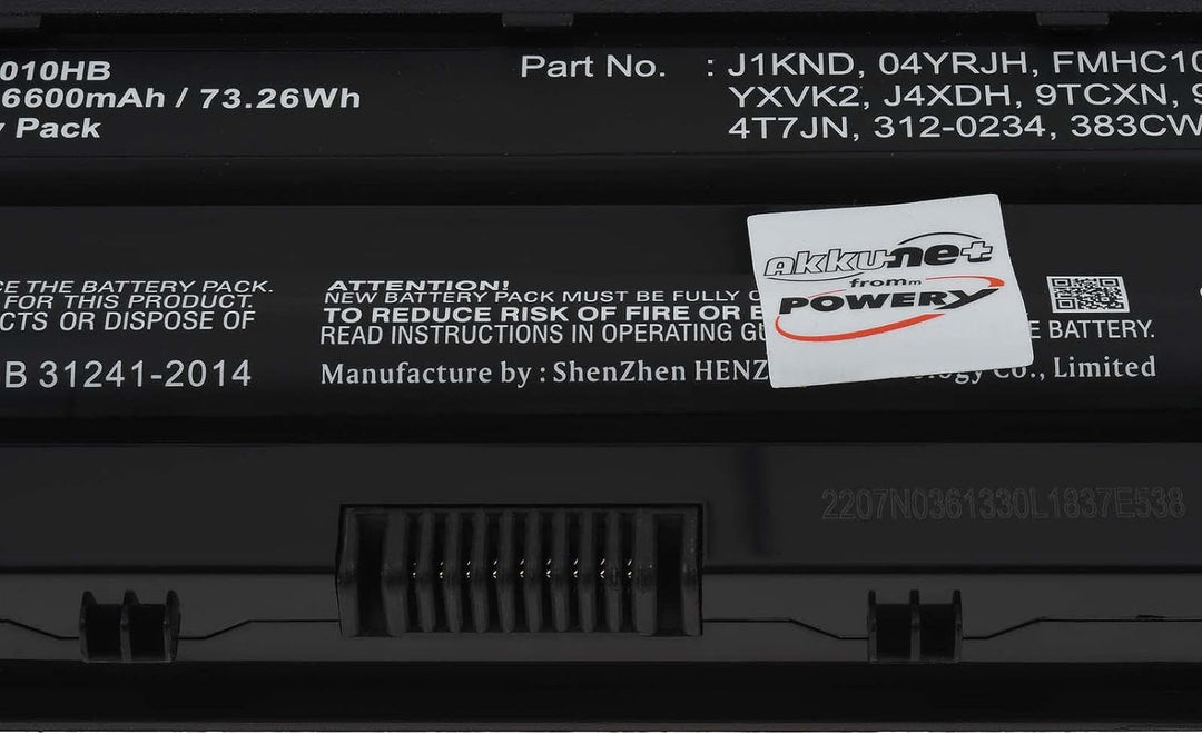 Akku für Dell Typ 312-0233 6600mAh, 11,1V, Li-Ion