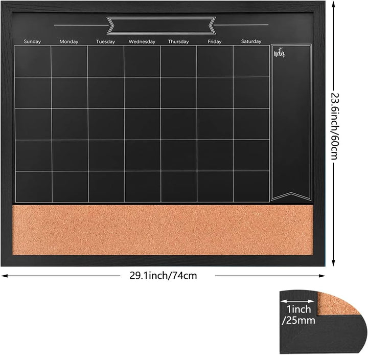 Okydoky Abwischbarem Kreidetafel-Kalender und Pinnwand, 80 cm x 60cm, Kombination aus trocken Black