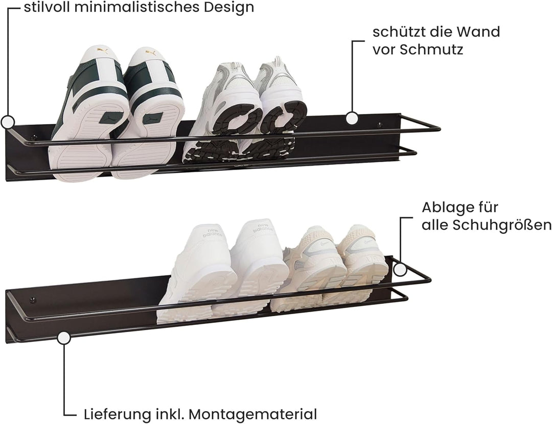 Elegantes Schuhregal Metall (Graphitschwarz 2er Set, 105cm) „INN“ – Moderne Schuhaufbewahrung Schuha