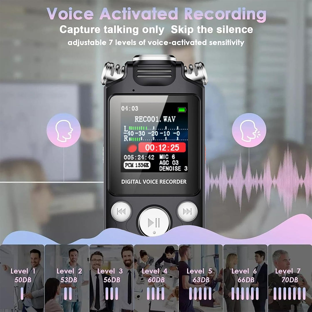 Cuifati Digitaler Diktiergerät, Audiorecorder, Diktiergerät mit AI-Rauschunterdrückung, Klare, 256 G
