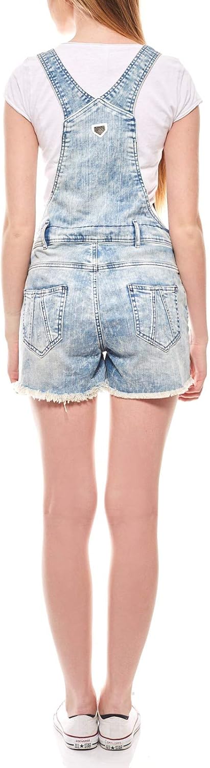 Cipo &amp; Baxx Latzhose Kurze Damen-Latzjeans im Destroyed-Look Latz-Hose Jeans Shorts, Grössenauswahl: