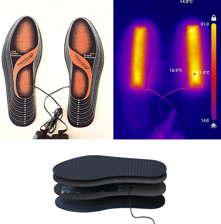 Thermrup Beheizbare Einlegesohlen Ferninfrarot(FIR) Thermosohlen Akkubetrieb(4 Heizstufen), Grösse: