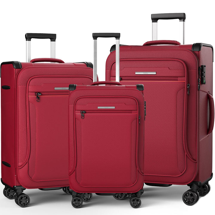 Weichschalenkoffer Set 3-teilig erweiterbar - Stoffkoffer Trolley wasserfest - Reisekoffer mit 4 Rol