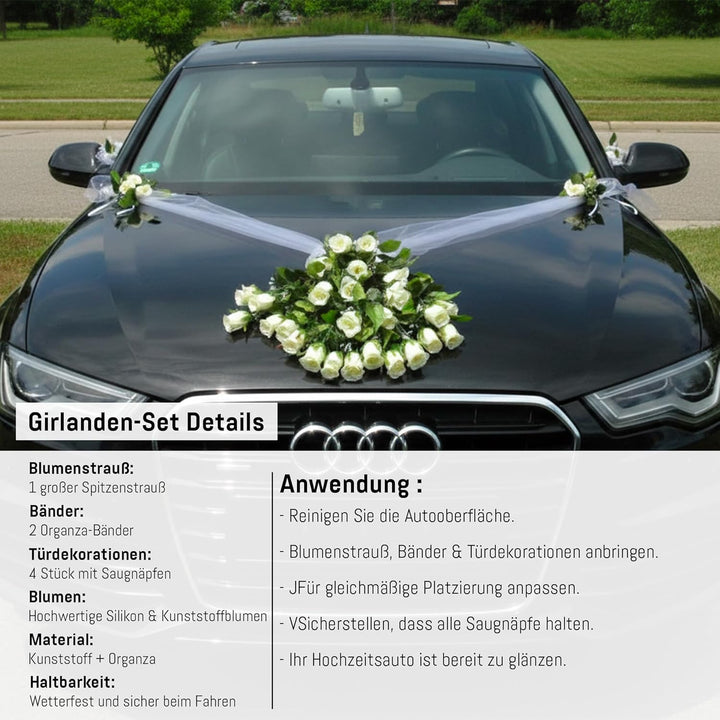 Spitze STRAUss Auto Schmuck Braut Paar Rose Deko Dekoration Autoschmuck Hochzeit Car Auto Wedding De