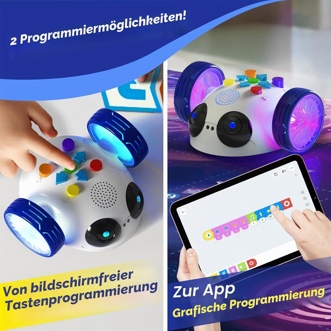 Apitor Robot Wheels - Programmierbarer Roboter Für Kinder ab 5+, STEM-Lernspielzeug mit Bildschirmfr