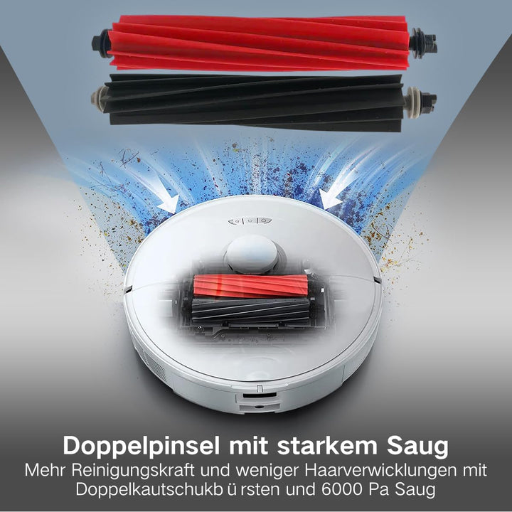 Zubehör-Set für Roborock S8, S8+, S8 Pro Ultra, 2 Gummibürsten, 2 Hepa-Filter, 4 Seitenbürste, 4 Wis