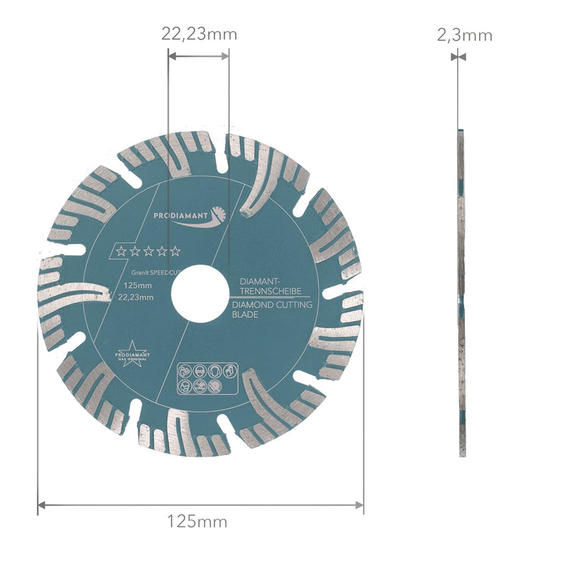 PRODIAMANT Profi Diamant-Trennscheibe Granit Super Speed Cut 125 mm x 22,2 mm Diamanttrennscheibe 12