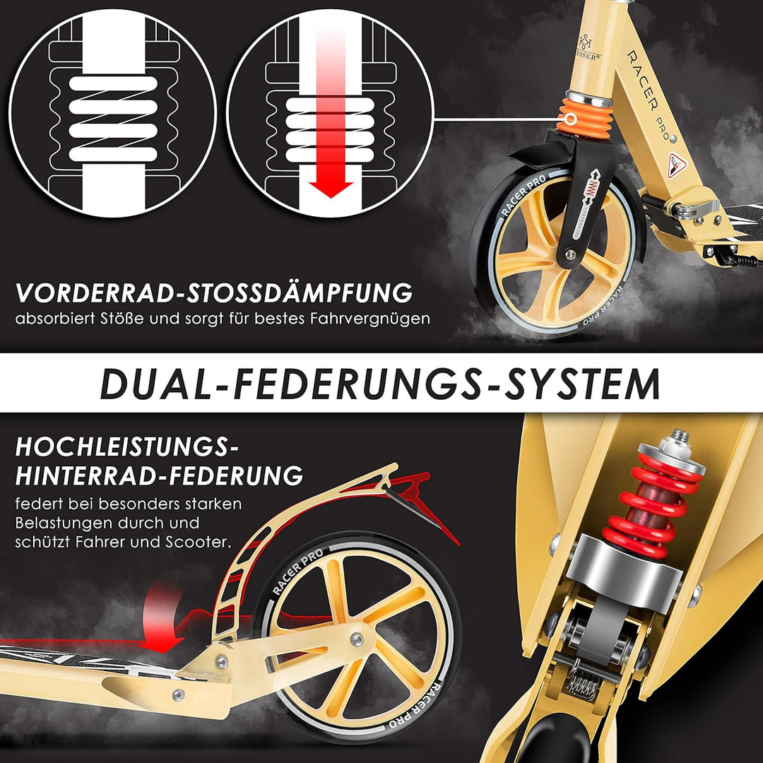 KESSER® Cityroller Scooter 205mm Räder PU Big Wheel - Pro-S Tretroller mit Doppel Federung, City-Rol