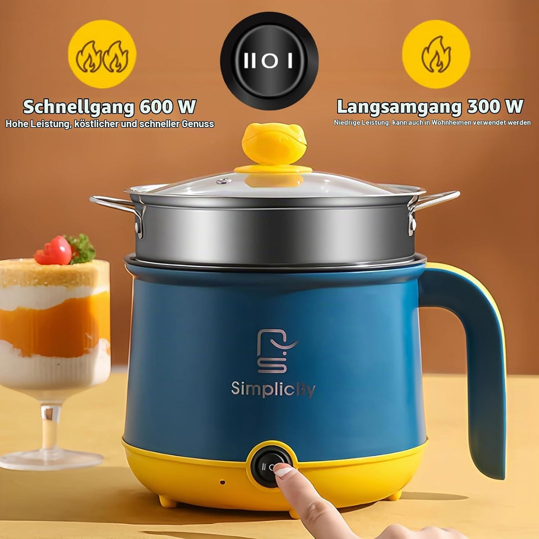 Elektrischer Hot Pot Mit Dampfgarer, Elektrische Hot Pot 1.8 L, Tragbare Mini Antihaft Multikocher,