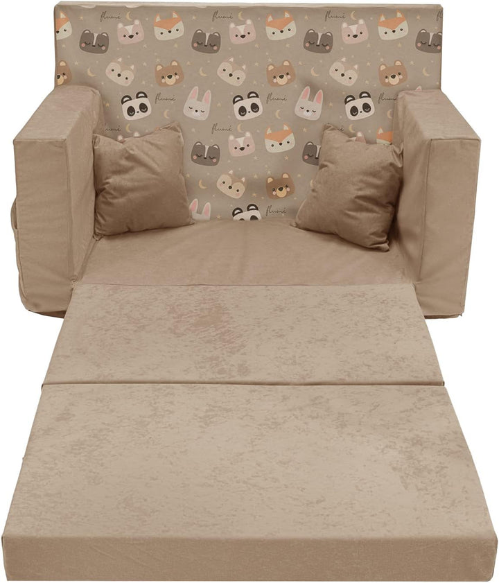 Flumi Personalisierte Kindercouch Kinder Sessel Sofa Schlafsofa jugendzimmer mit Gravur KINDERNAME S
