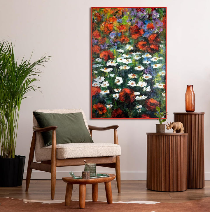 YS-Art Abstrakt Design Acryl Gemälde auf Leinwand Abstrakte blühende Weiten handgemalt Wandbilder Wo
