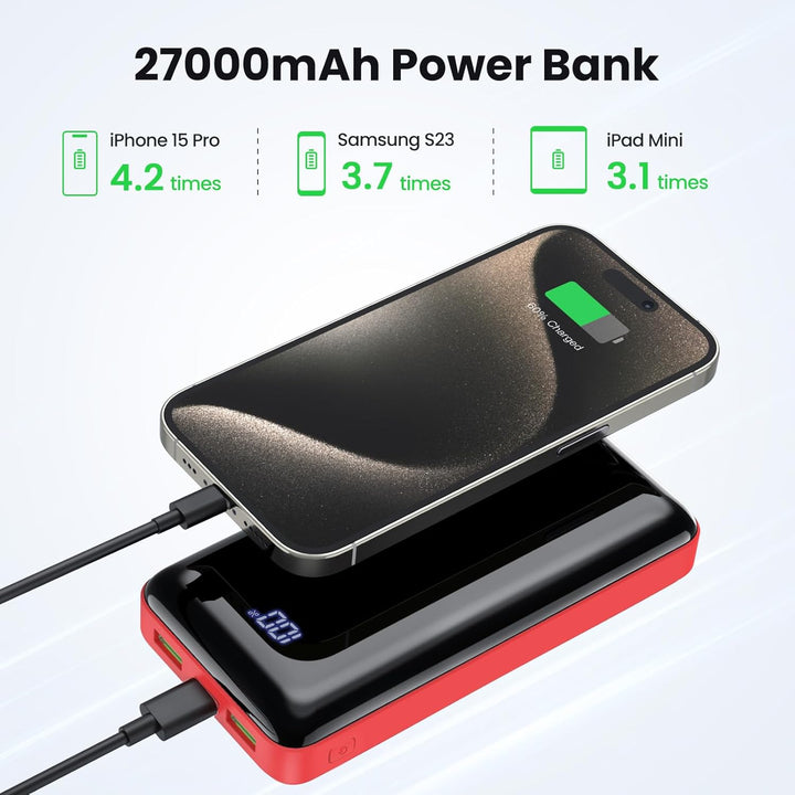 Bextoo Powerbank 30000mAh Grosse Kapazität Externe Akkus LCD Display Batterie Pack 3 Ausgängen 2 Ein