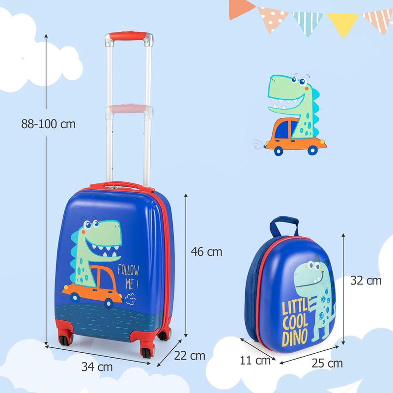 DREAMADE 2 TLG. Kinderkoffer & Rucksack, 16” +12” Kinderkofferset, Kindertrolley Kindergepäck, Handg