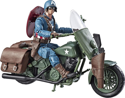 Hasbro Marvel Legends Series E4704CB0 Captain America mit Fahrzeug und Zubehör, Mehrfarbig