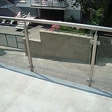 Sellon24® Glashalter 4 Stück Edelstahl Glasklemme Klemmhalter Geländer V2A Eckig 45 x 45 x 28 mm ink