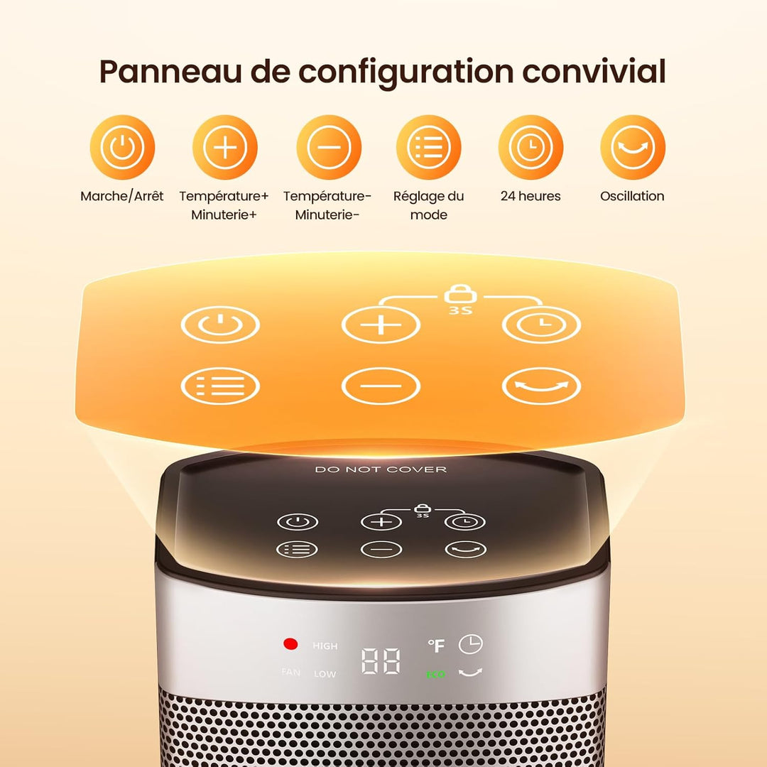 Heizlüfter Energiesparend, 1500W Heizung Elektrisch mit Thermostat, 70° Oszillierend Elektroheizung,