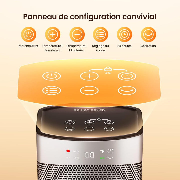 Heizlüfter Energiesparend, 1500W Heizung Elektrisch mit Thermostat, 70° Oszillierend Elektroheizung,