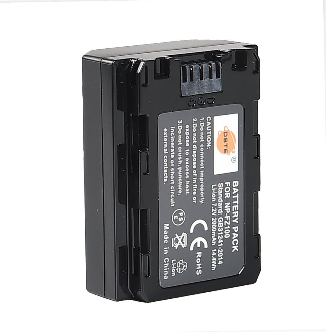 DSTE NP-FZ100 Li-Ionen Batterie (2 Stück) und Micro USB Ladegerät Kompatibel für Sony A6700 A7R3 A7R