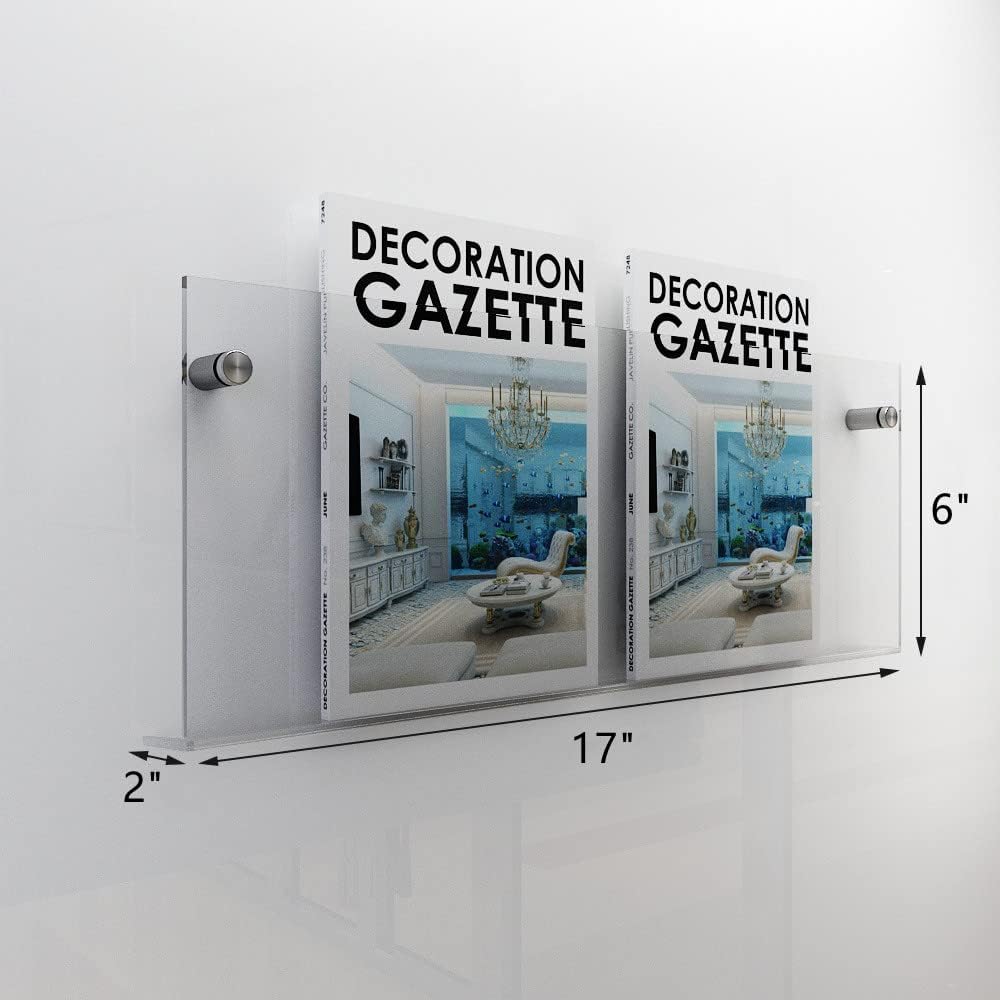 ROYALITA 2er-Pack 43,2 cm Acryl-Zeitschriftenhalter, Vinyl-Schallplattenhalter, Wand-Display, schweb