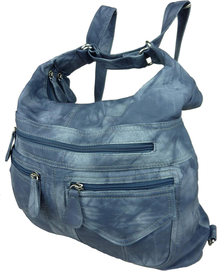 kennydoo Rucksacktasche I 2in1 Damen Rucksack und Handtasche in Einem I Schultertasche einfarbig uni