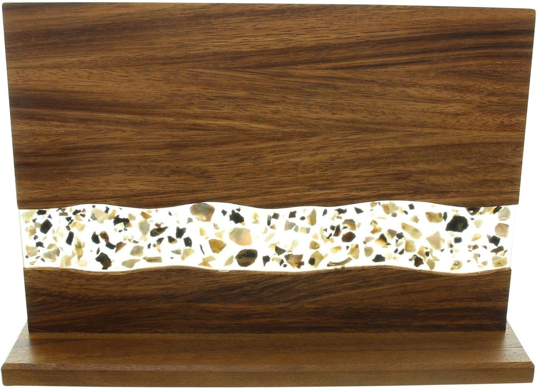 Dekoleidenschaft Messerblock magnetisch "Muscheln" Magnet-Messerhalter aus Holz (Akzazie), Epoxy & M