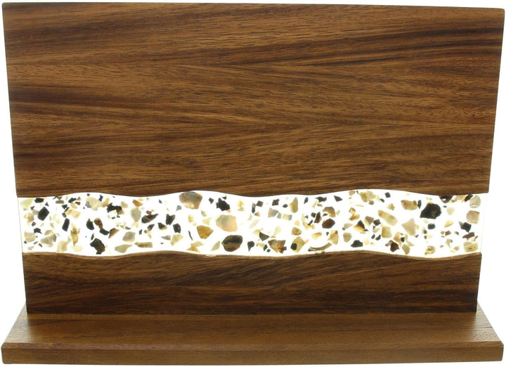 Dekoleidenschaft Messerblock magnetisch "Muscheln" Magnet-Messerhalter aus Holz (Akzazie), Epoxy & M