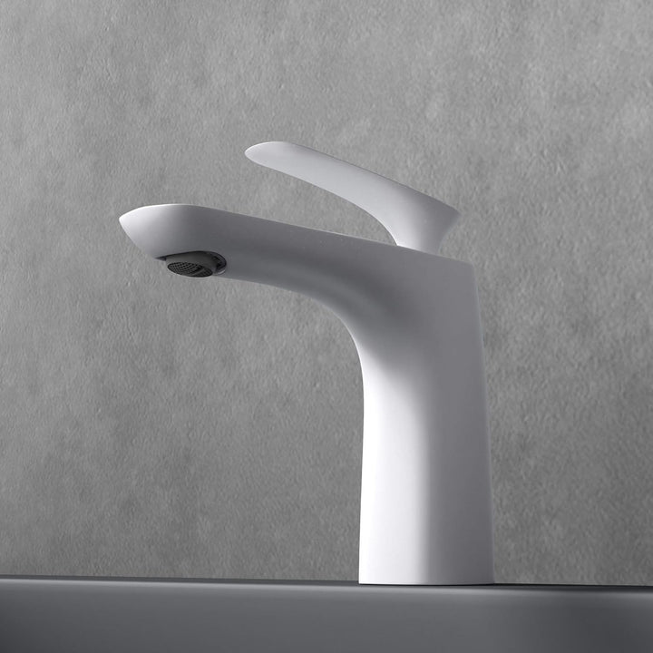 doporro Design Armatur Wasserhahn Bad Weiss | Waschtischarmatur für Waschbecken | Waschbeckenarmatur