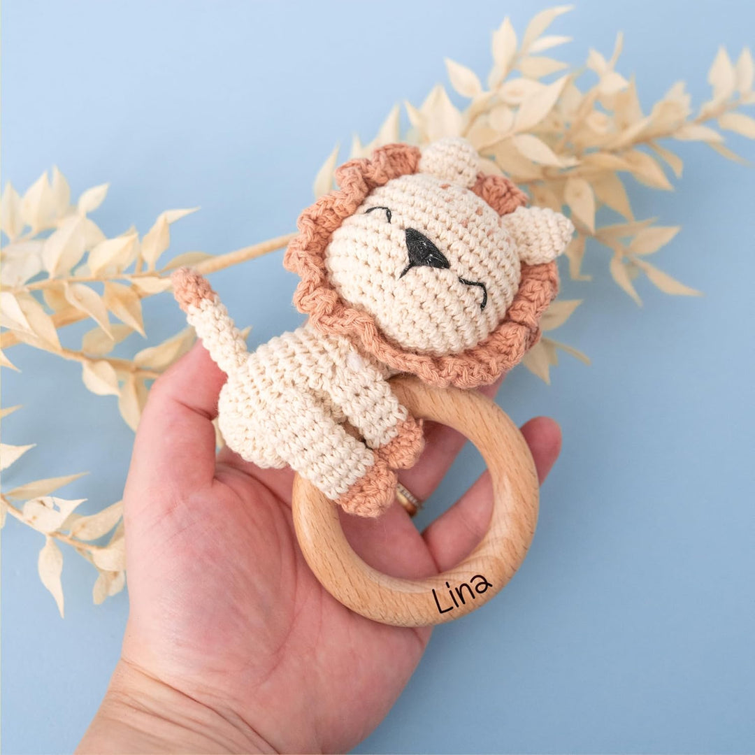 Personalisierter Beissring Baby - Niedlicher Greifling für Baby's ab 0 Monate - Babyrassel mit Name